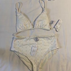 DIPPIN DAISY USA EYELET WHITE BIKINI